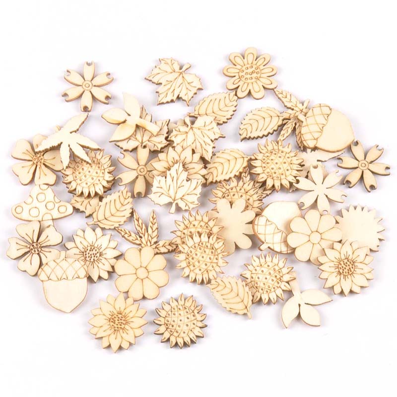Embellish Craft - 30 adet 25-30mm ahşap DIY aksesuarları