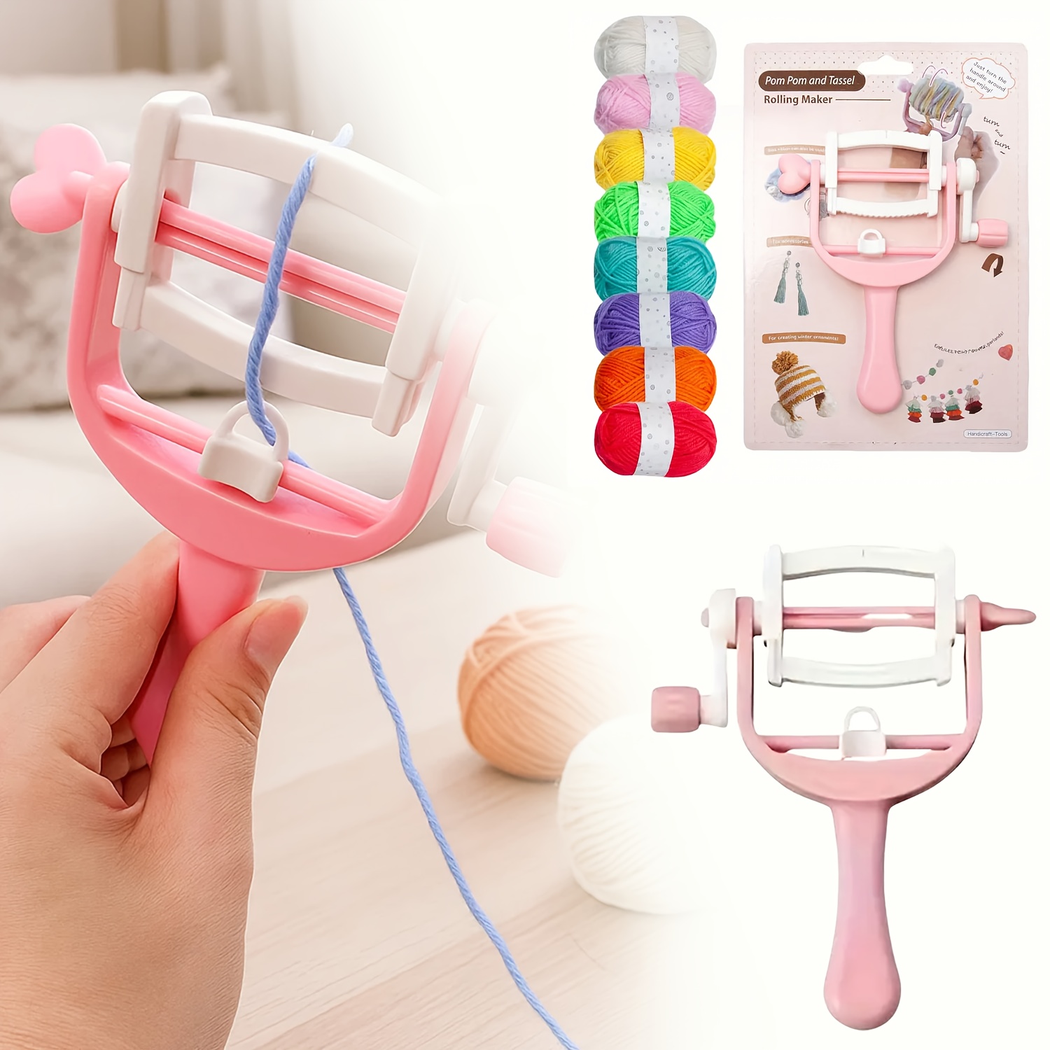 Pom Pom Maker Tool - El ile Çalıştırılan Sarma Makarası Kürk