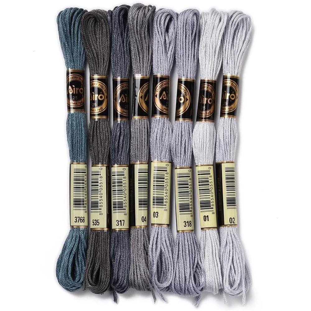 Embroidery Embellishments - 8 Skeins 70 Metre Gri Dostluk