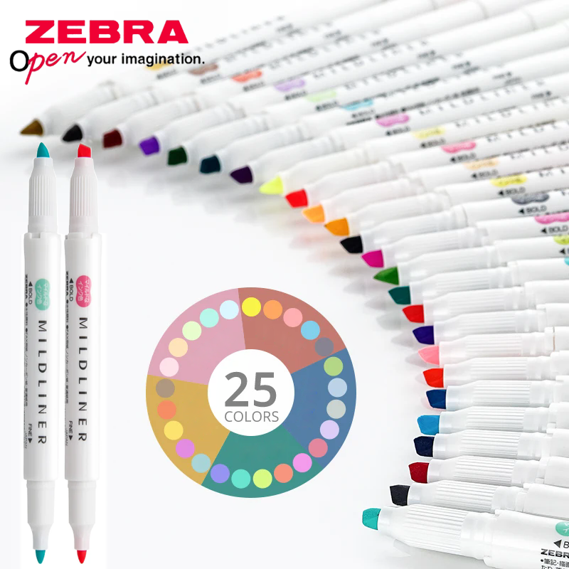 Zebra Pen Mildliner - 25 Renk Japonya ZEBRA Mildliner Fosforlu