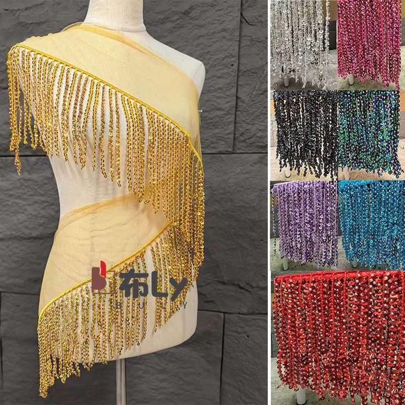 Tassel Fringe Trim - 15cm Boncuklu Pul Payetli Saçaklı Şerit,