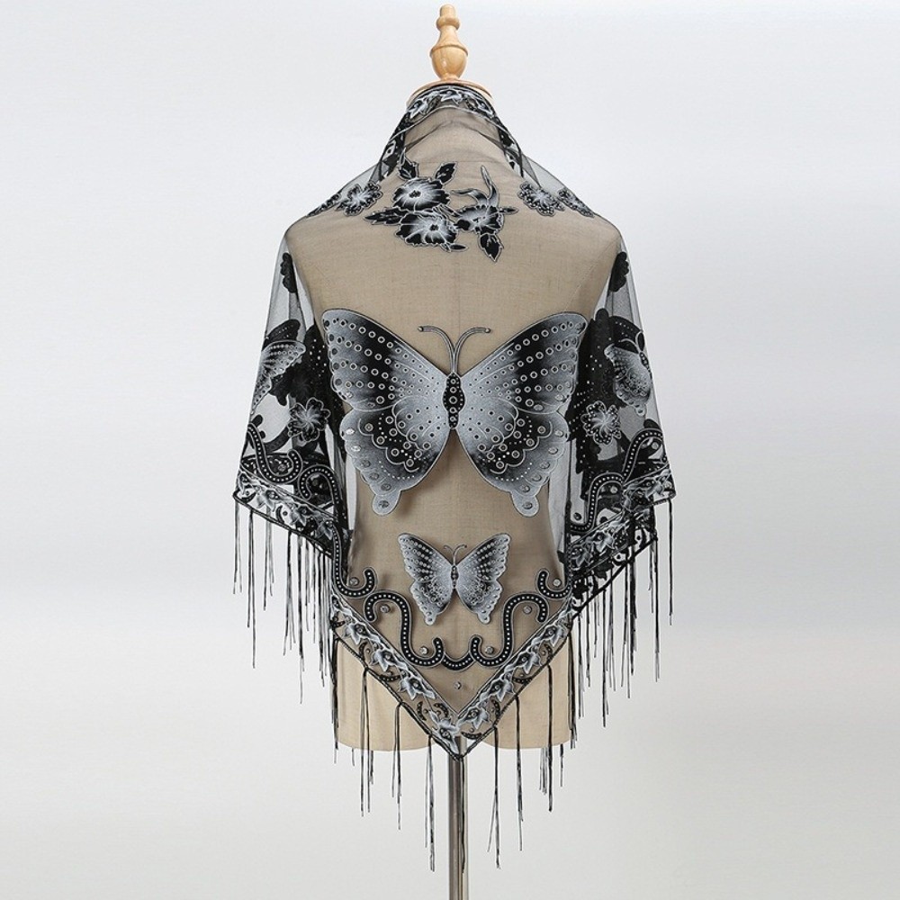Lüks Çiçek Dantel Oymalı Eşarp - Tassel Fringe Trim incelemesi ve fiyatı