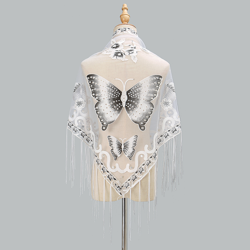 Moda Üçgen Eşarp Kelebek Nakış - Tassel Fringe Trim incelemesi ve fiyatı