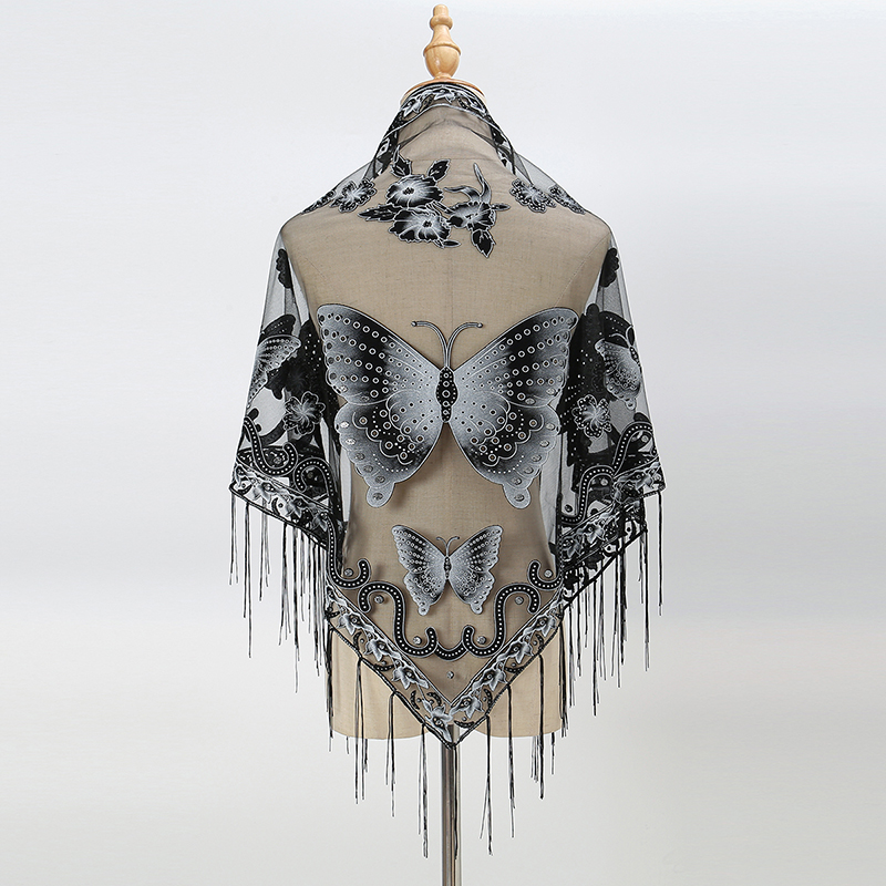 Moda Üçgen Eşarp Kelebek Nakış - Tassel Fringe Trim incelemesi ve fiyatı