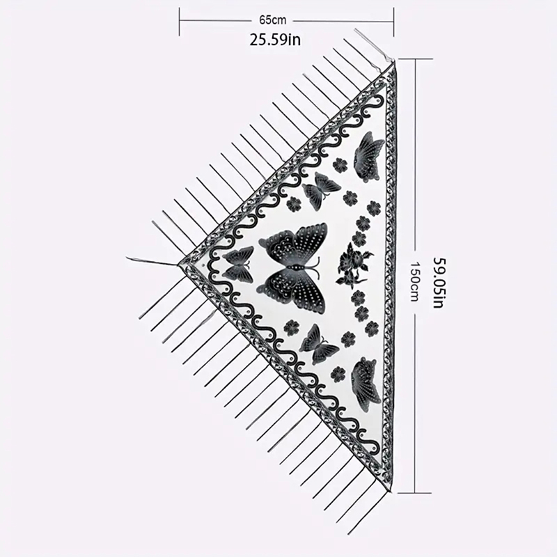 Moda Üçgen Eşarp Kelebek Nakış - Tassel Fringe Trim incelemesi ve fiyatı