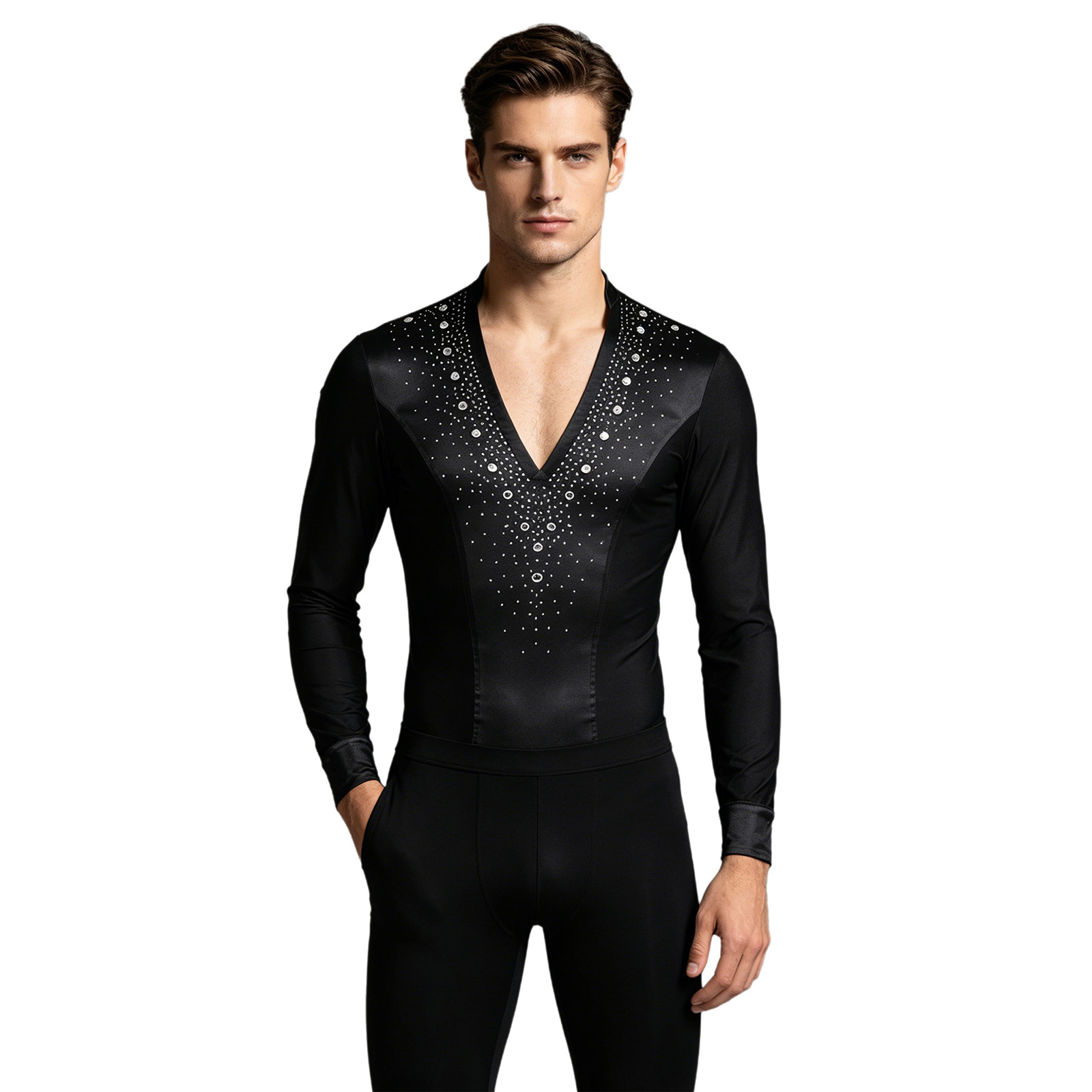Erkek Latin Caz Dans Leotard G - Rhinestone Banding Trim incelemesi ve fiyatı