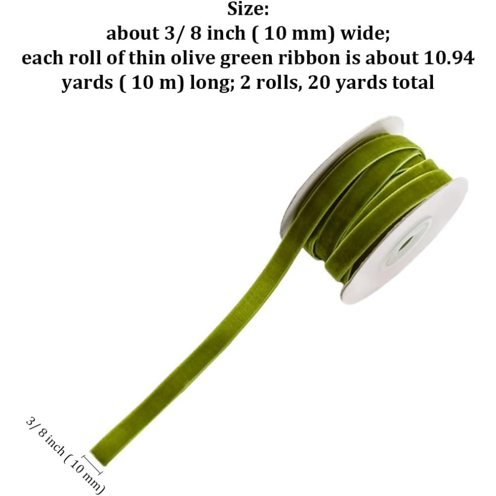 2 rulo 21.88 Metre 3/8 Inç Yeş - Velvet Ribbon Roll incelemesi ve fiyatı